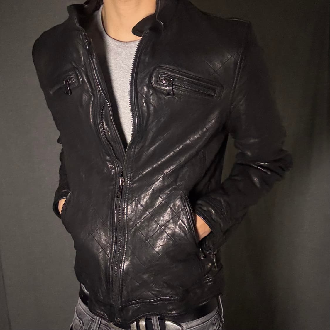 이태리 양가죽 퀄팅 라이더 자켓 상품이미지4