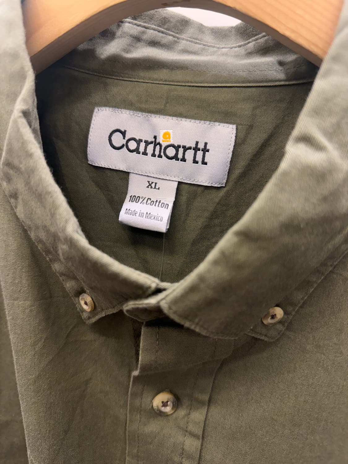 칼하트 버튼다운 포켓 워크 셔츠 그린 U173 상품이미지4