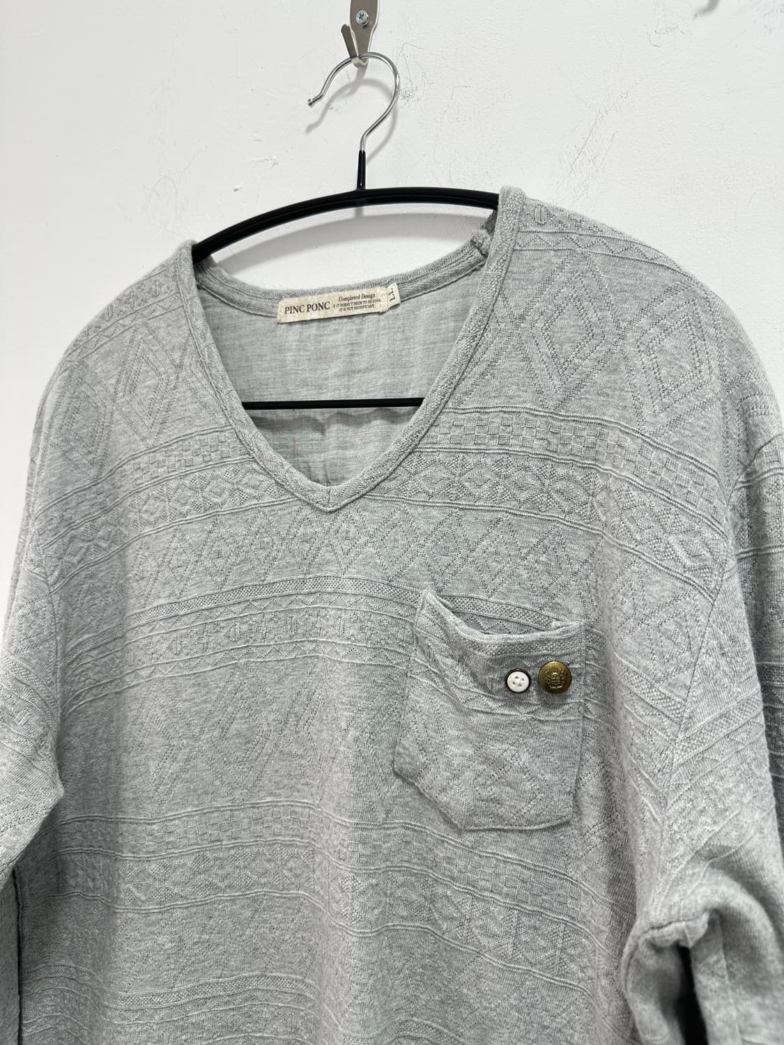 PINC PONC v neck geometric knit sleeve 상품이미지4