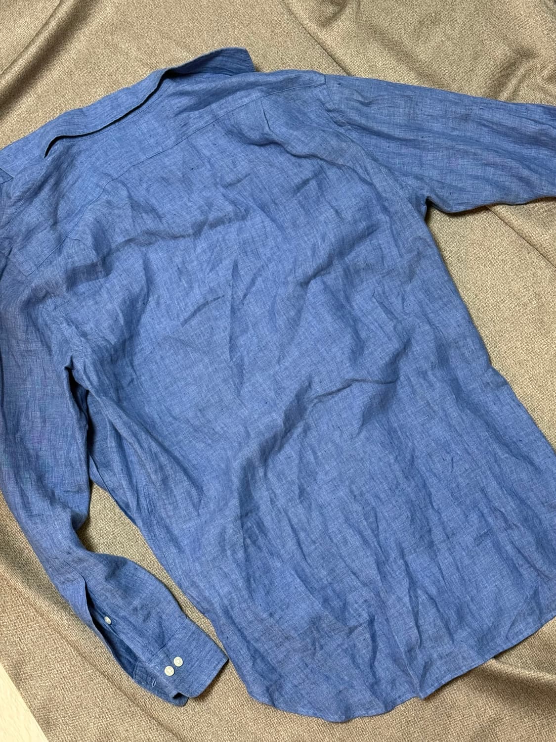 폴로 랄프로렌 블루 린넨 셔츠 슬림핏 상품이미지3