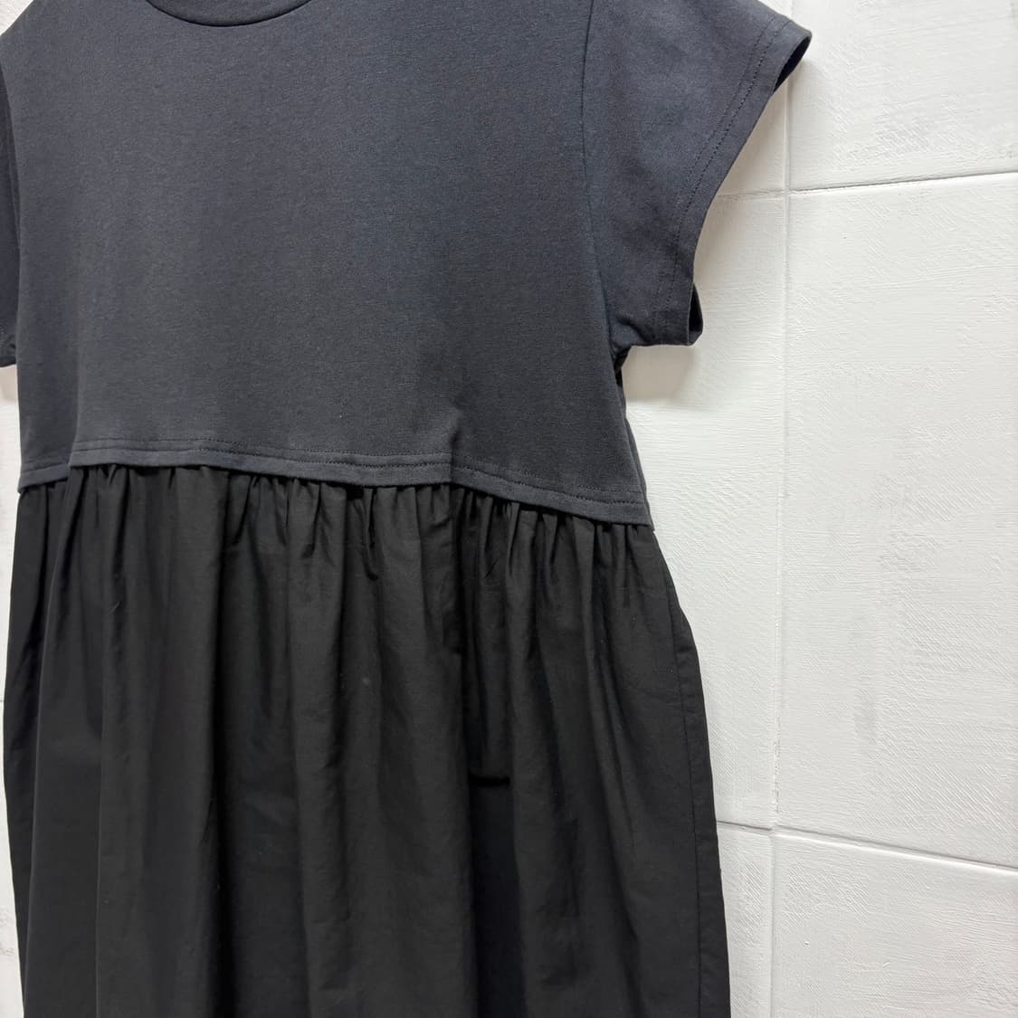 블랙 코튼 셔링 모리걸 블라우스 탑 L JPN 상품이미지2