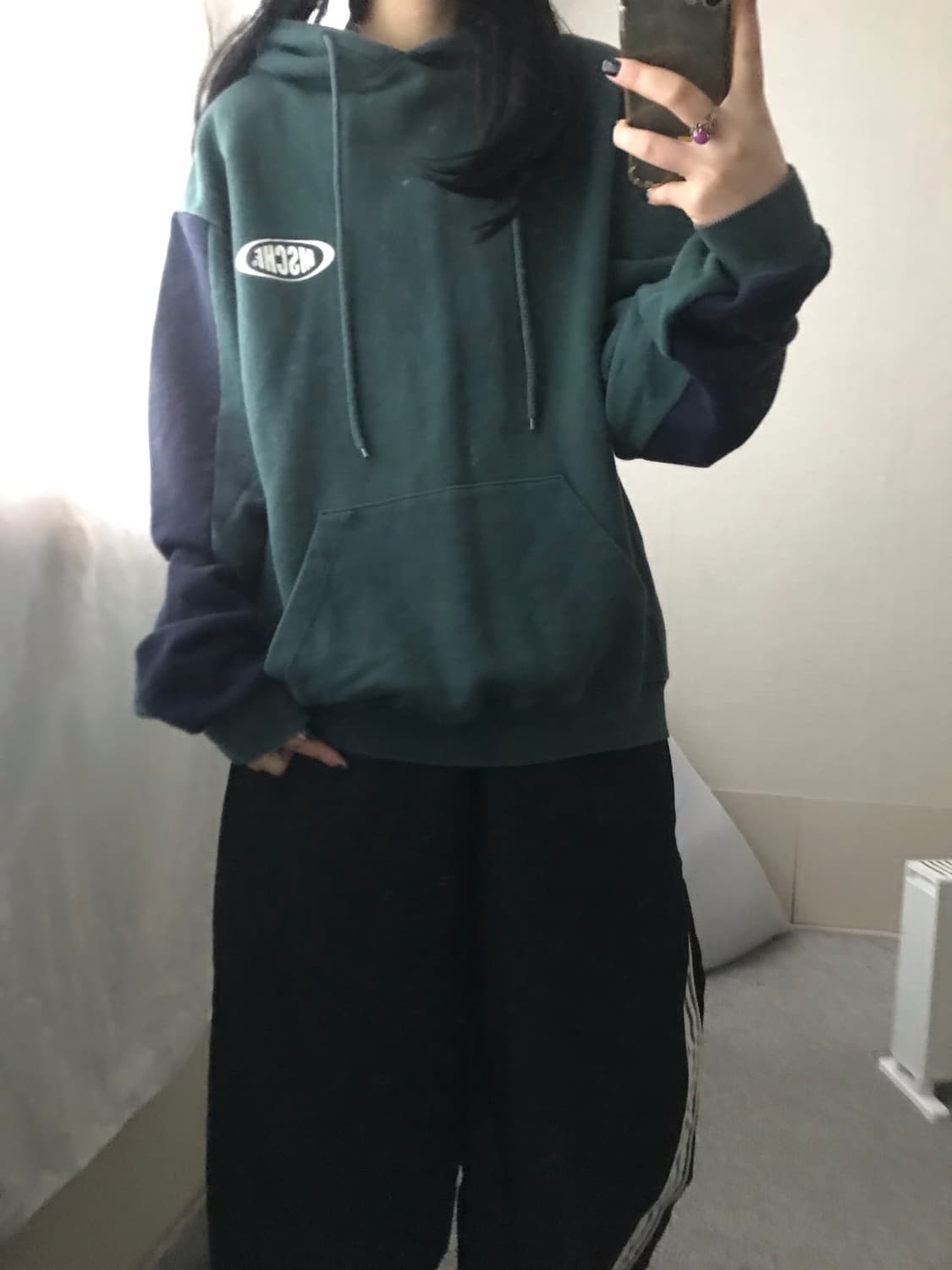 미스치프 그린 오버핏 후드티 상품이미지6