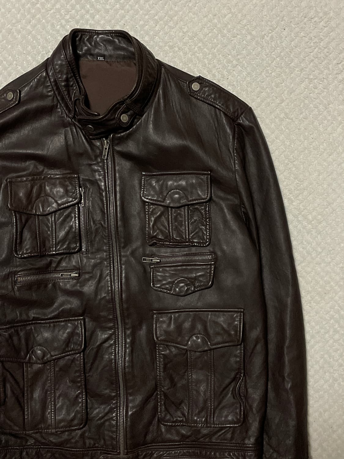 웨스턴 무드 이태리 램스킨 양가죽 포켓 레더 자켓 상품이미지3