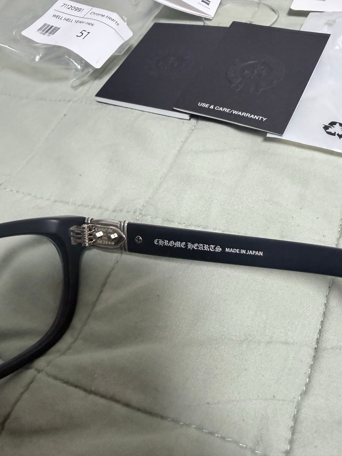 크롬하츠 WELL HELL YEAH 웰헬예 안경 51사이즈 무광블랙 상품이미지8