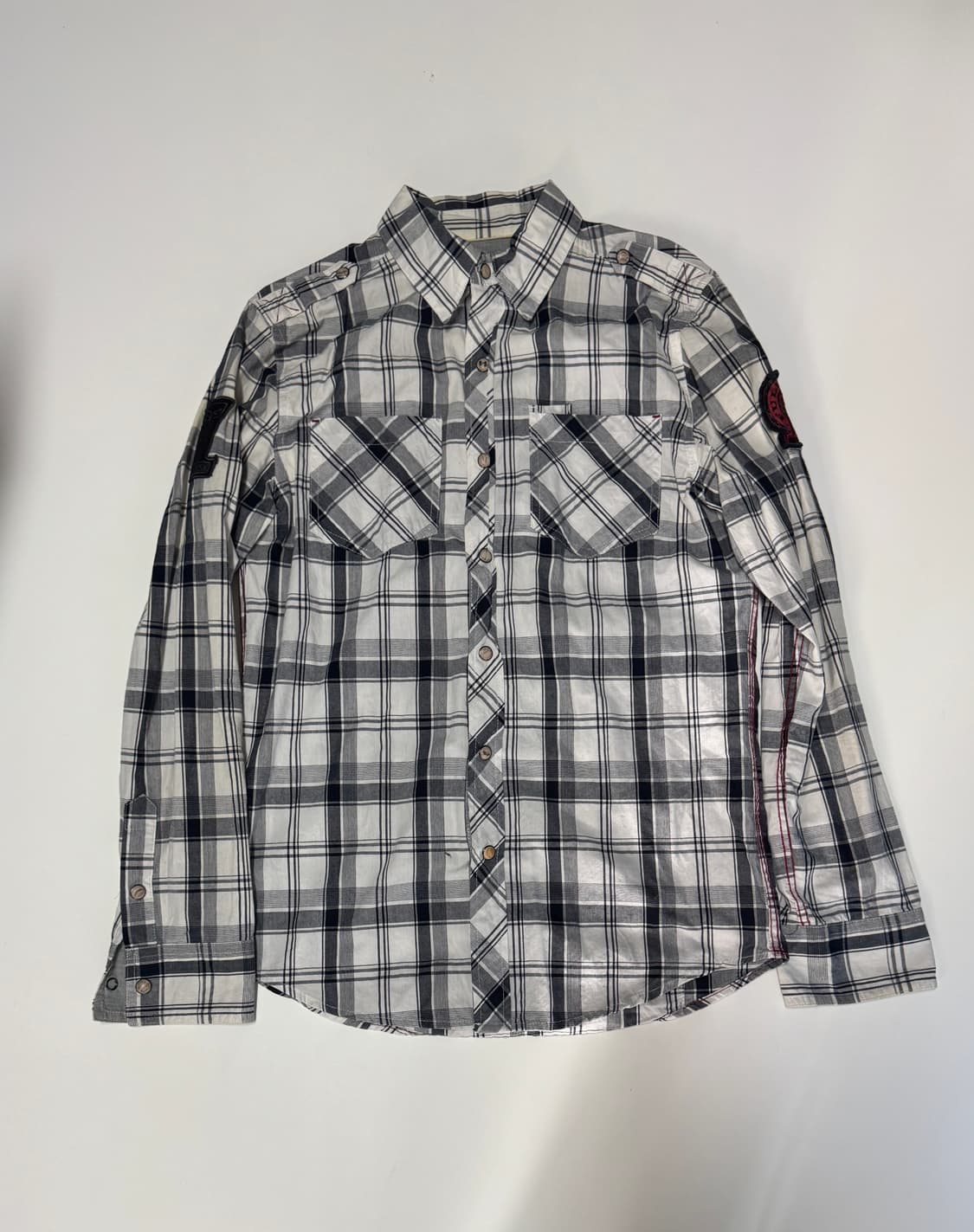 정품!! 할리데이비슨 포켓 타단 체크 버튼 웨스턴셔츠 상품이미지1