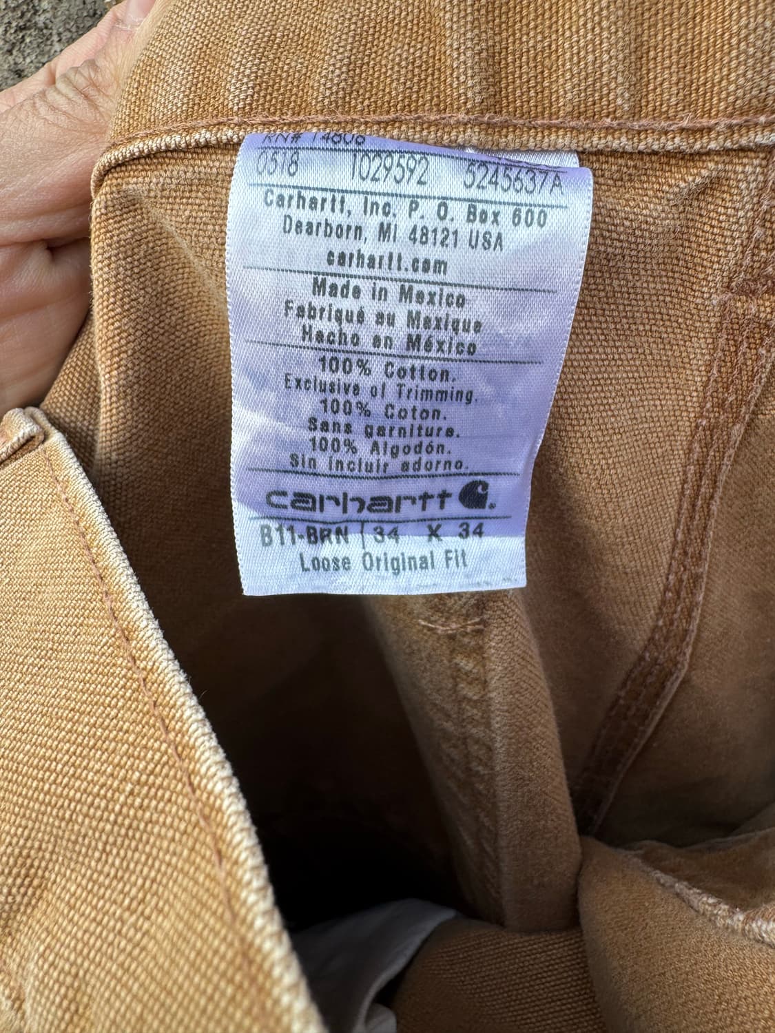 칼하트 빈티지 b11 brn 베이지 페이딩 싱글니 카펜터 워크 팬츠 상품이미지8