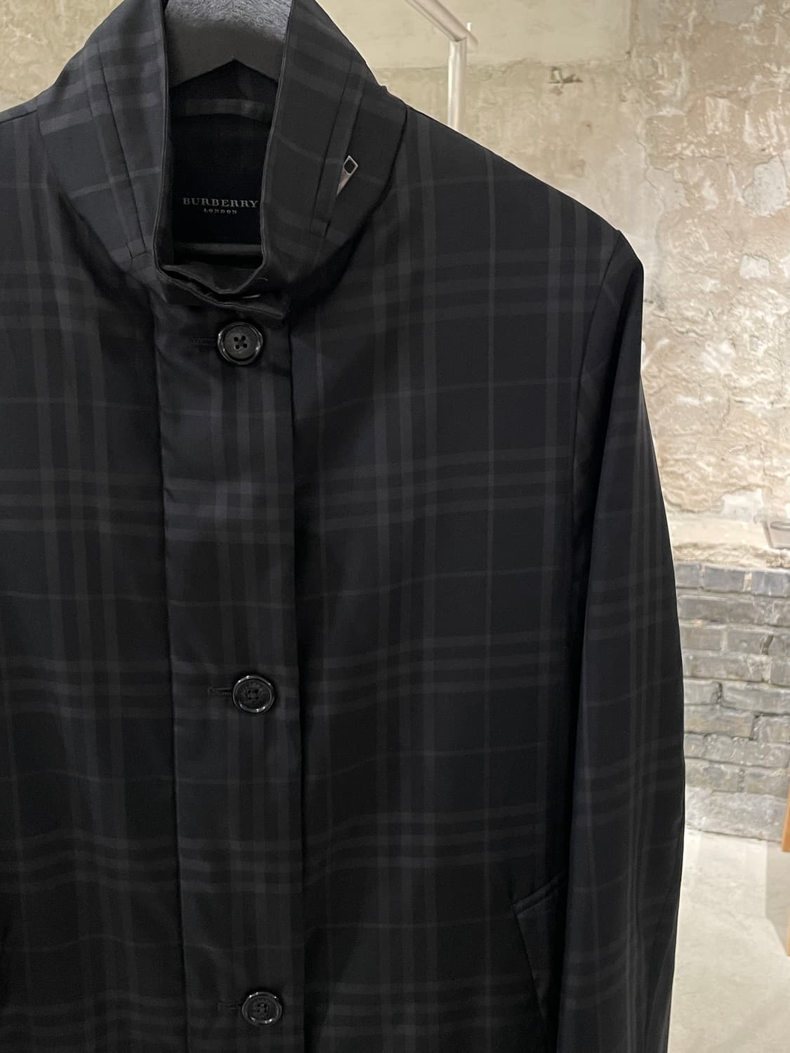 버버리 블랙 노바체크 히든 집업 버튼 폴리에스터 코트 상품이미지3