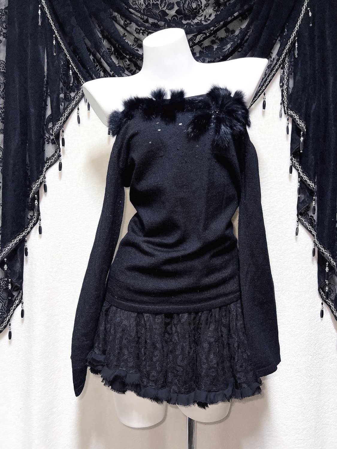 로맨틱고딕 고스펑크 갸루 로걀 래빗퍼트리밍 니트 오리엔탈 핀터 다크페어리 상품이미지2