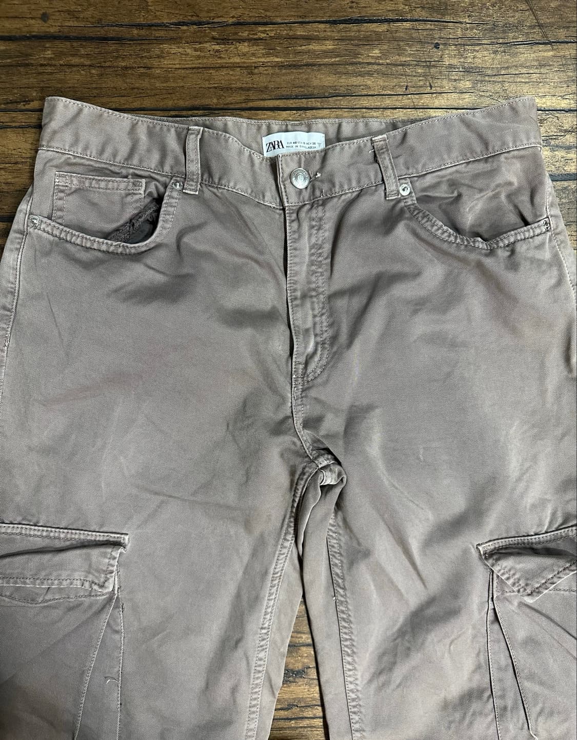 자라 ZARA Y2K 와이드 플레어 카고팬츠 토프 브라운 31 상품이미지4