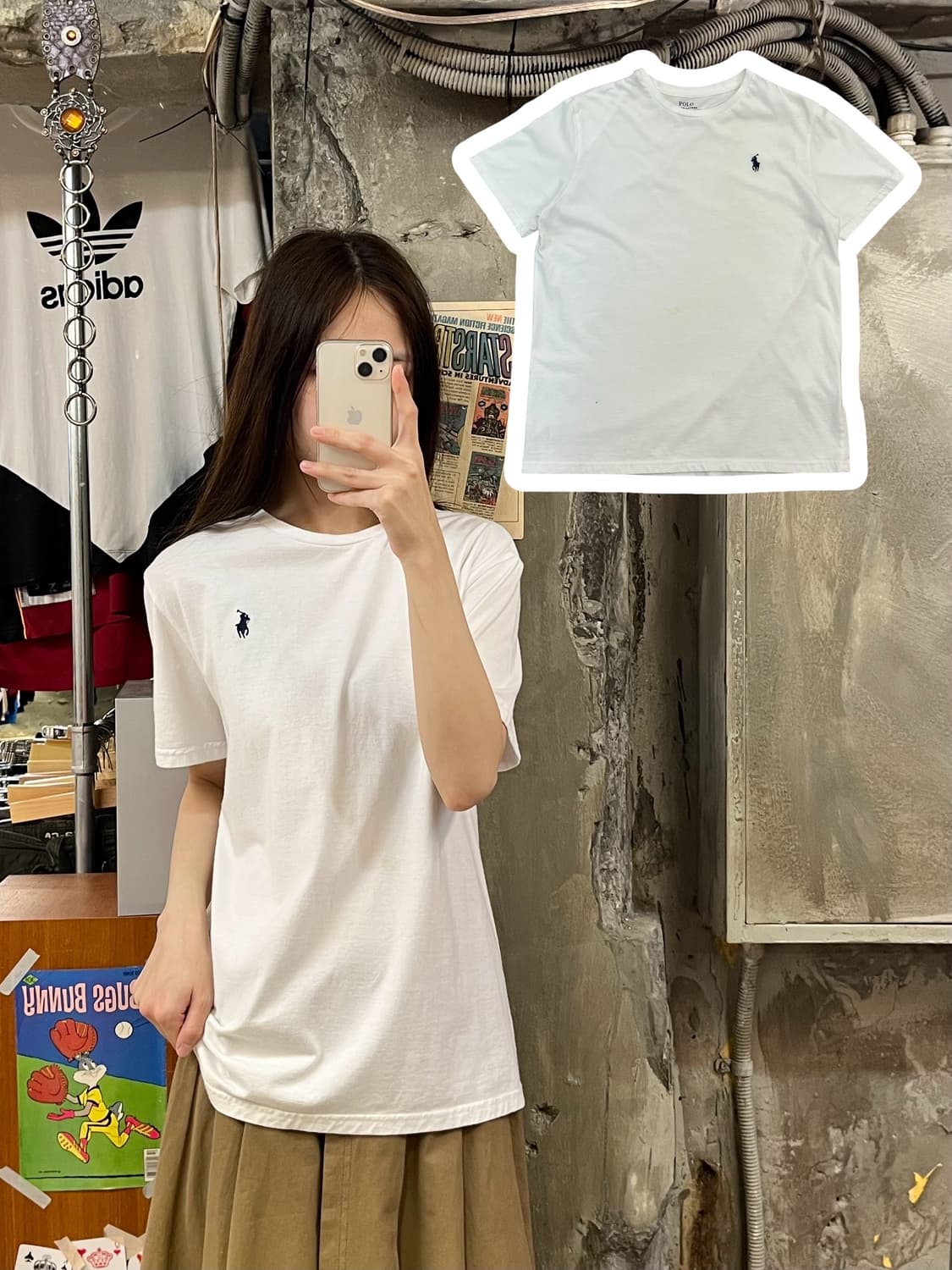 폴로 랄프로렌 베이직 반팔티 화이트 M #csz551 상품이미지1