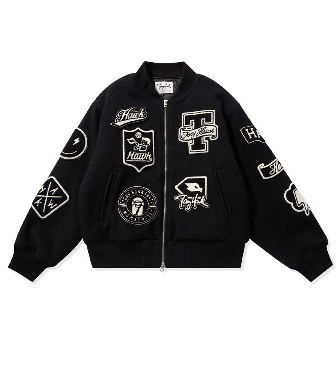 토니호크 울 아플리케 바시티 자켓 블랙 M 상품이미지3