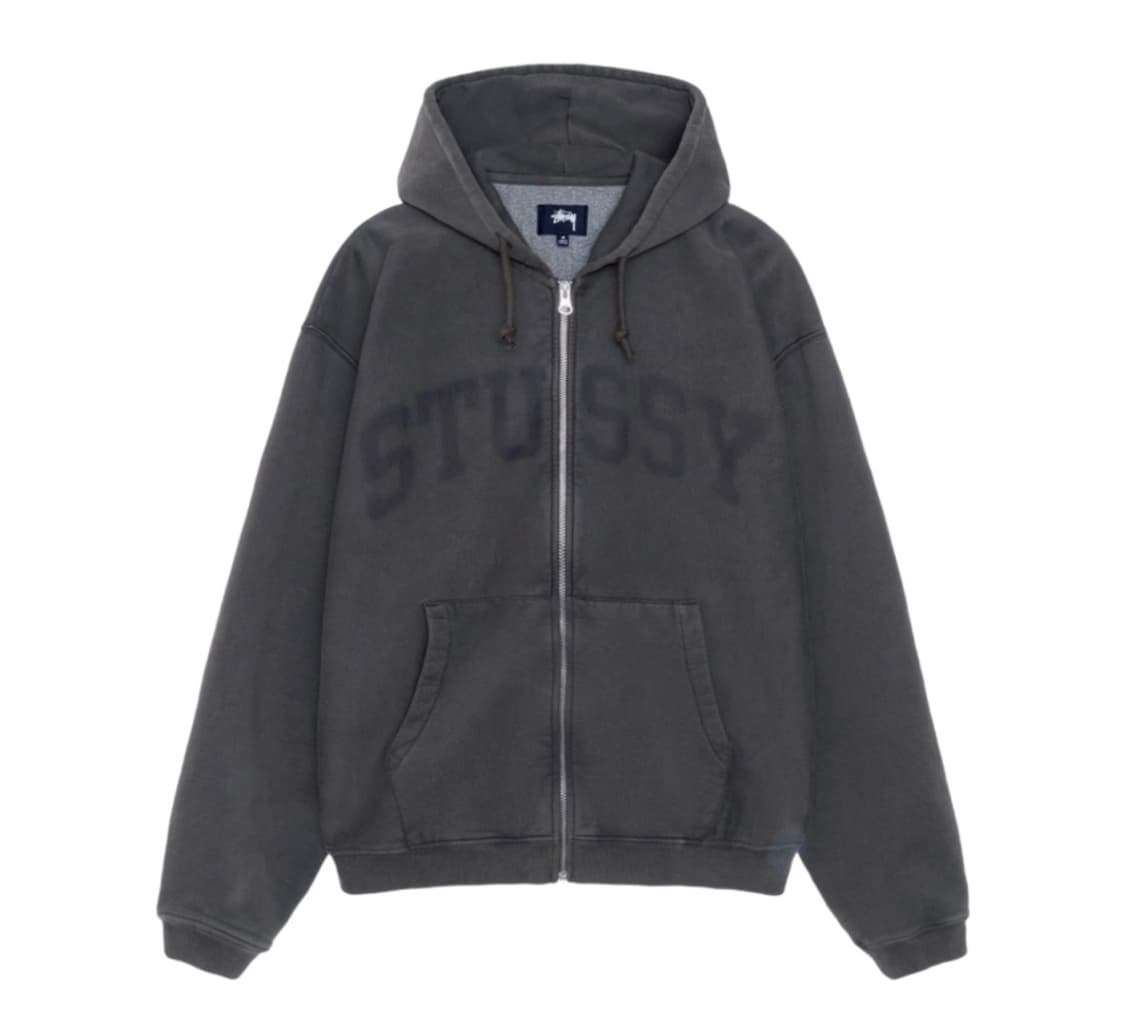 스투시 페이디드 그래픽 집 후드 워시드 블랙 상품이미지1