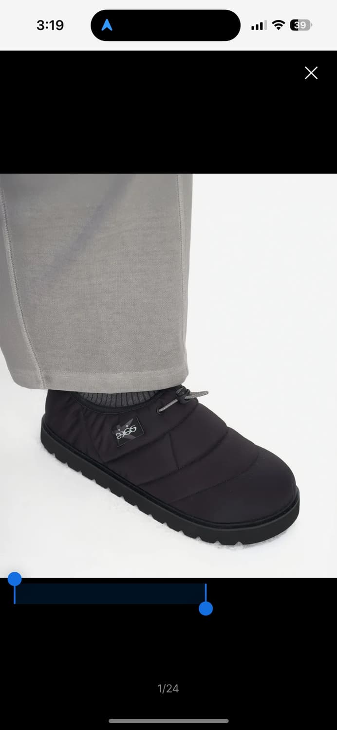 23.65 폴카1 V2 패딩 방한 슬리퍼 블랙 240 상품이미지2