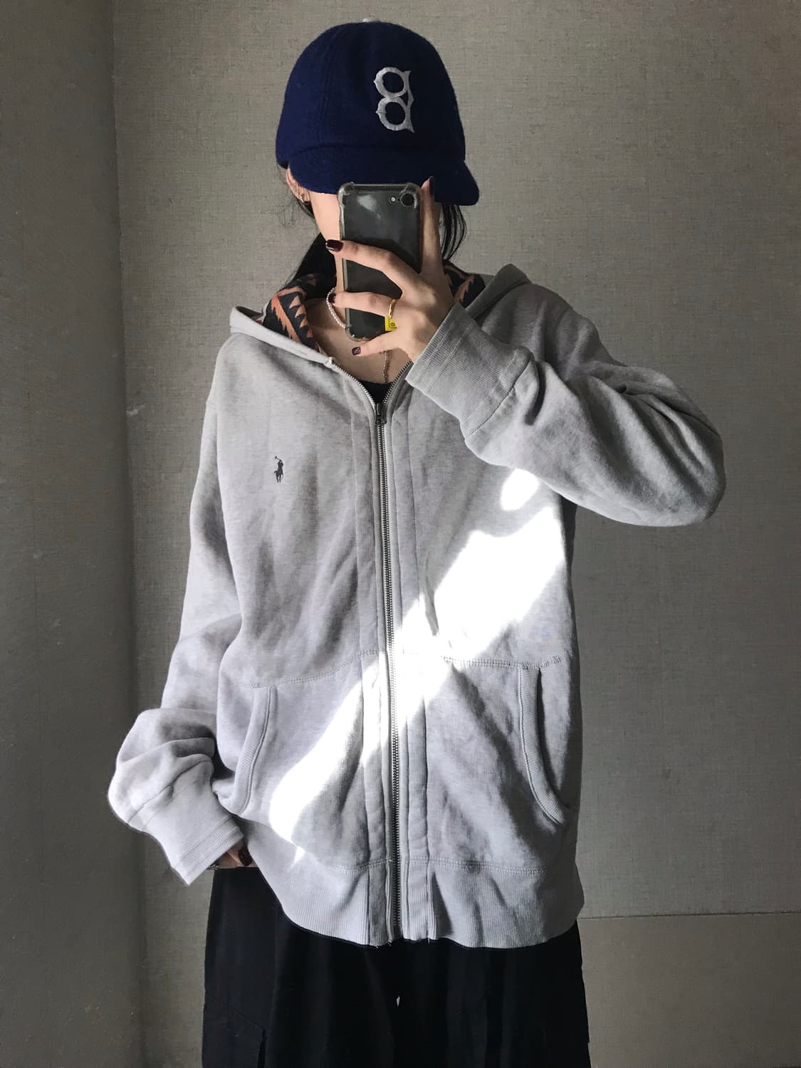 폴로 그레이 후드집업 상품이미지2