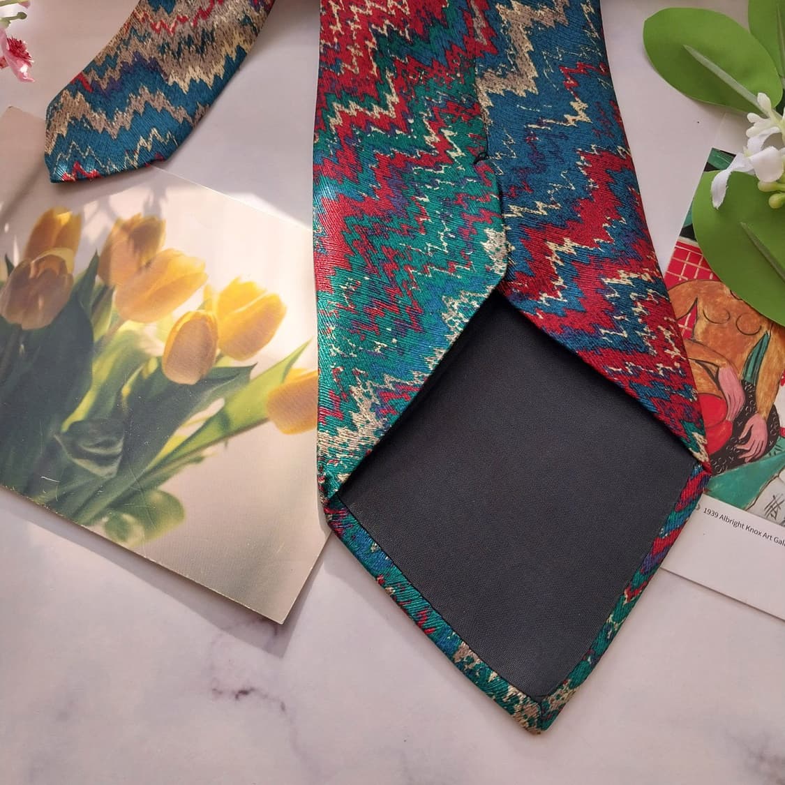 미쏘니 실크 그린 지그재그 패턴 넥타이 10cm A+등급 k1900
 상품이미지6