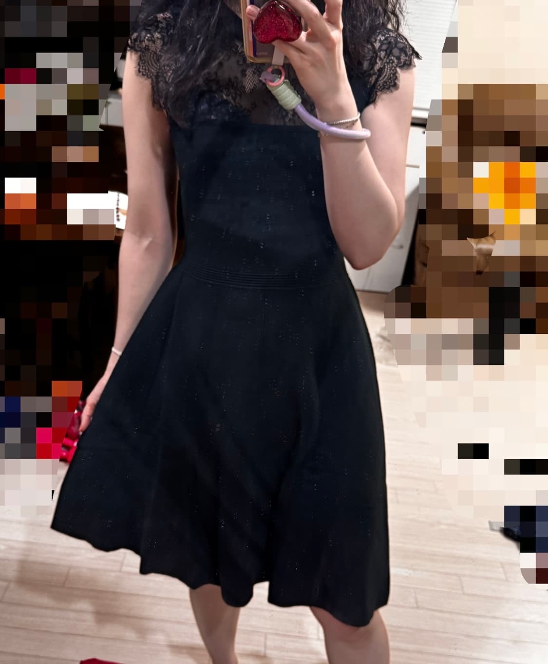 마른55 55 텍달린 새상품 아떼 바네사브루노 레이스 니트 블랙 원피스 상품이미지5