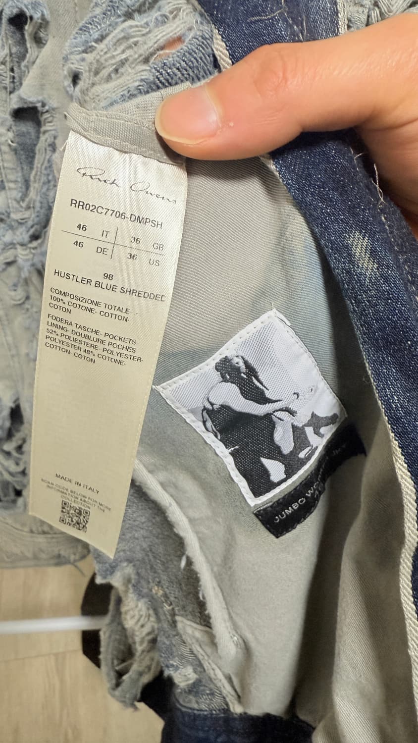 릭오웬스 점보데님워커자켓 새상품 상품이미지3