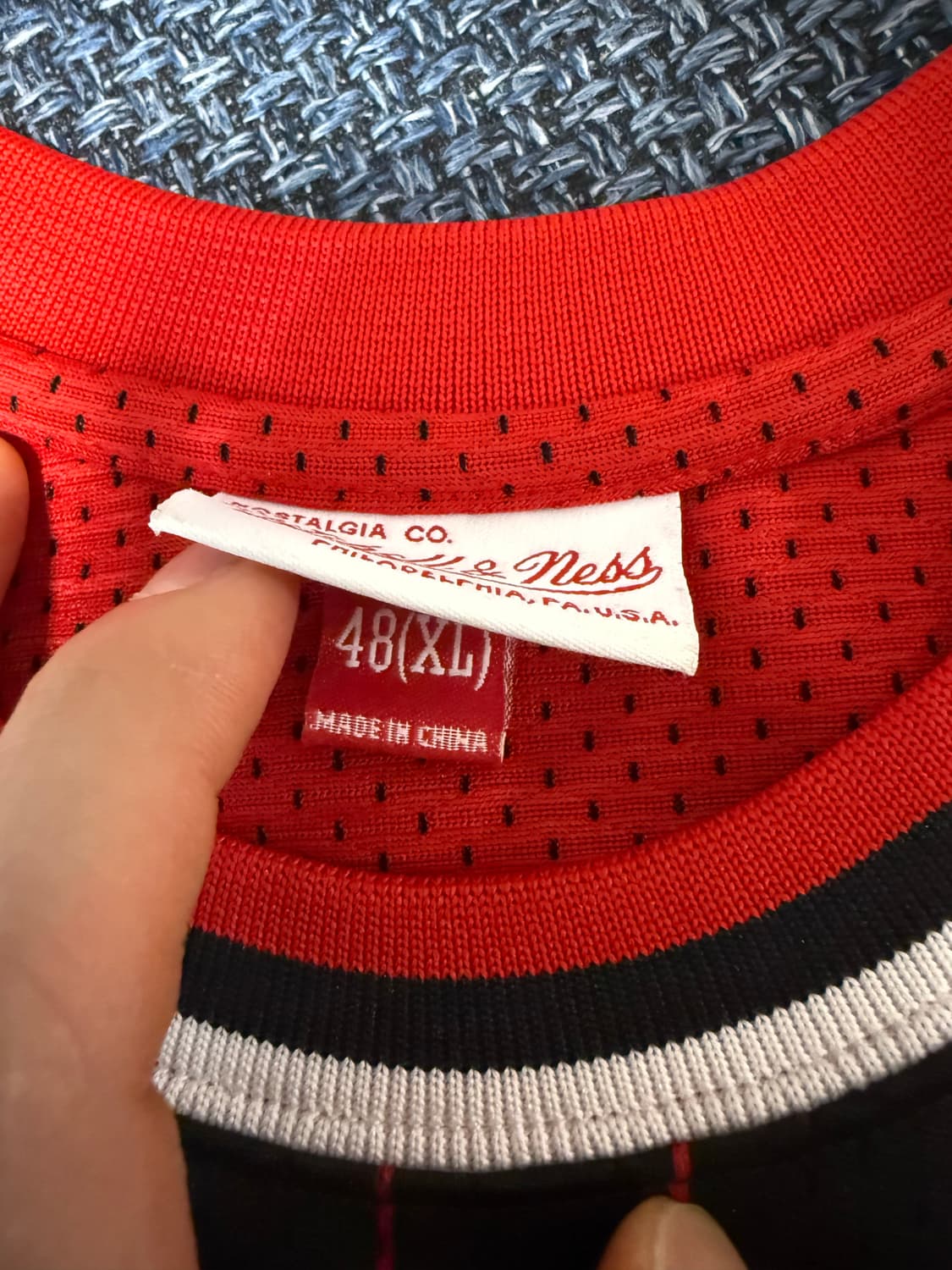 [XL, 48]미첼엔네스 조던 어센틱 불스 핀스트라이프 져지 ​ 상품이미지5