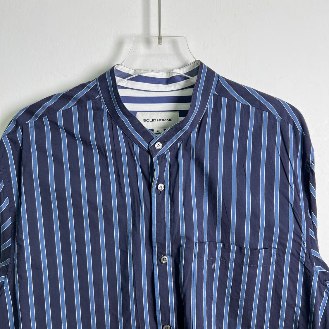 솔리드옴므 네이비 스트라이프 더블 레이어드 셔츠 48 상품이미지4