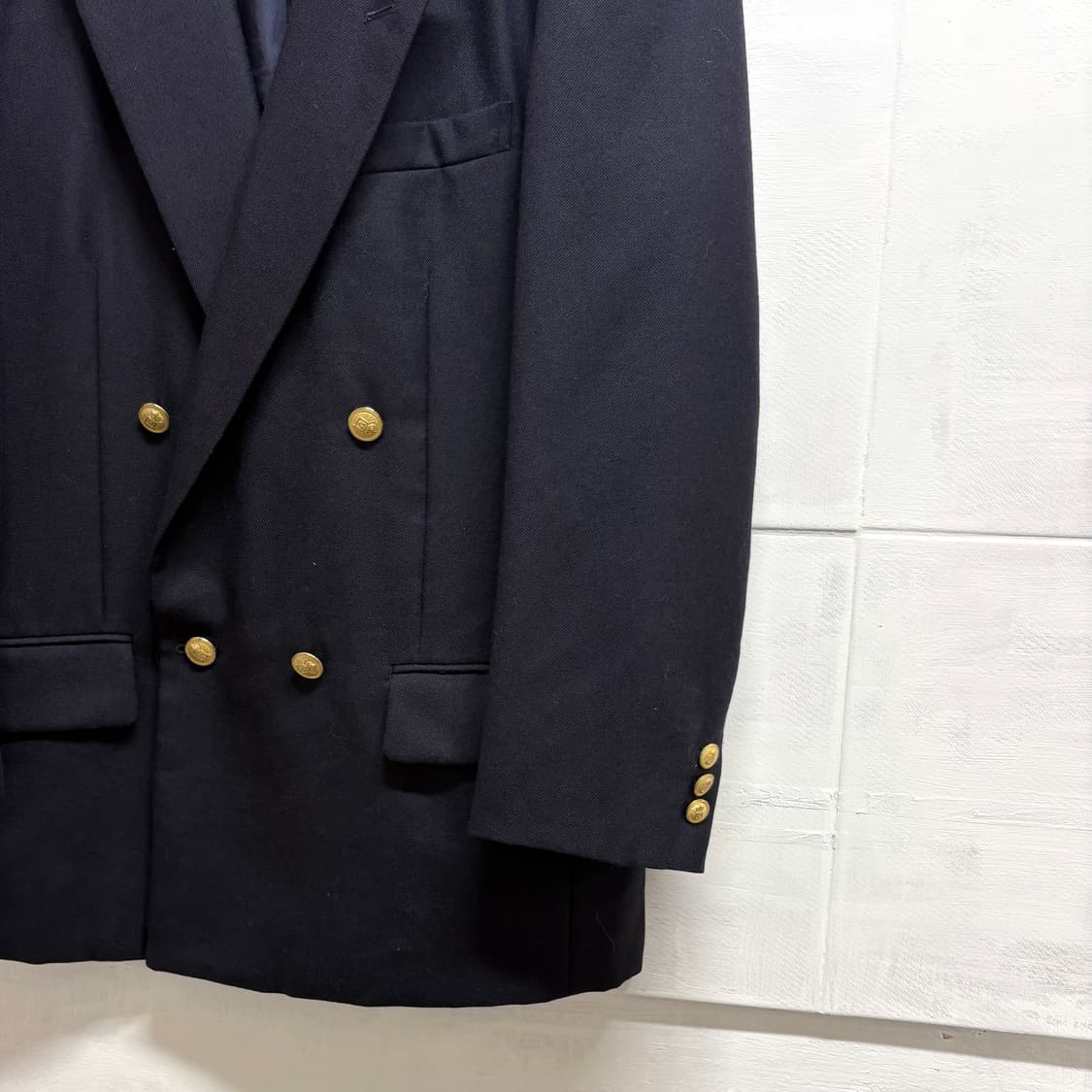 다크네이비 금장 버튼 울 더블 자켓 블레이져 JPN 상품이미지2