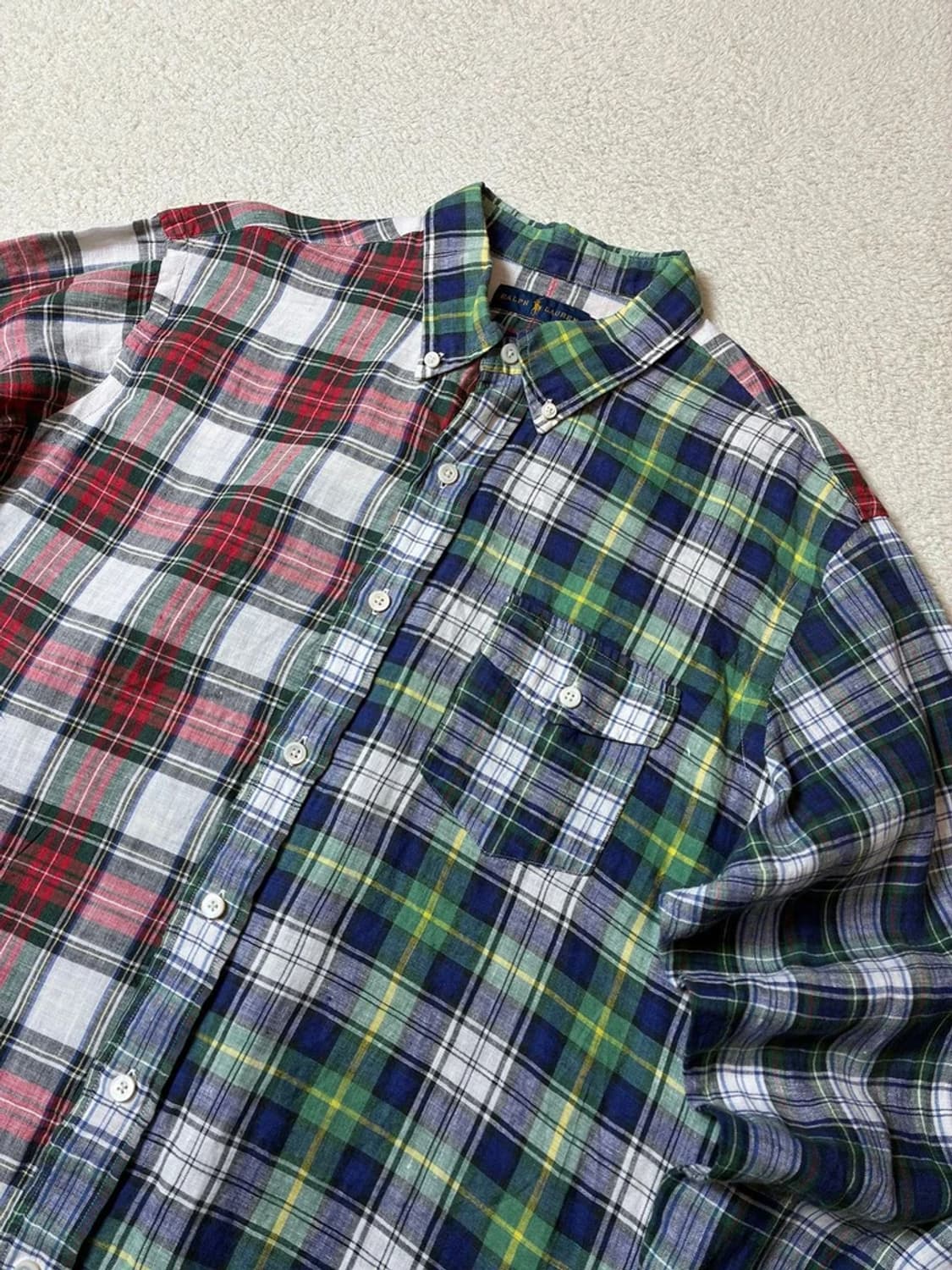 폴로 랄프로렌 10's 린넨 체크 배색 셔츠 PN7481 상품이미지2