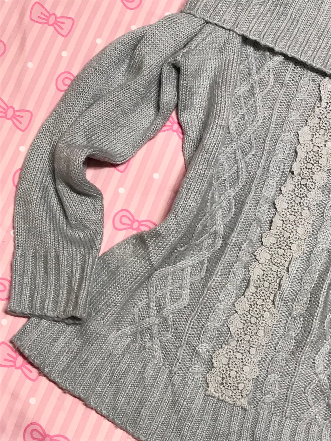 오프숄더 하늘색 레이스 니트 갸루 핀터레스트 상품이미지4