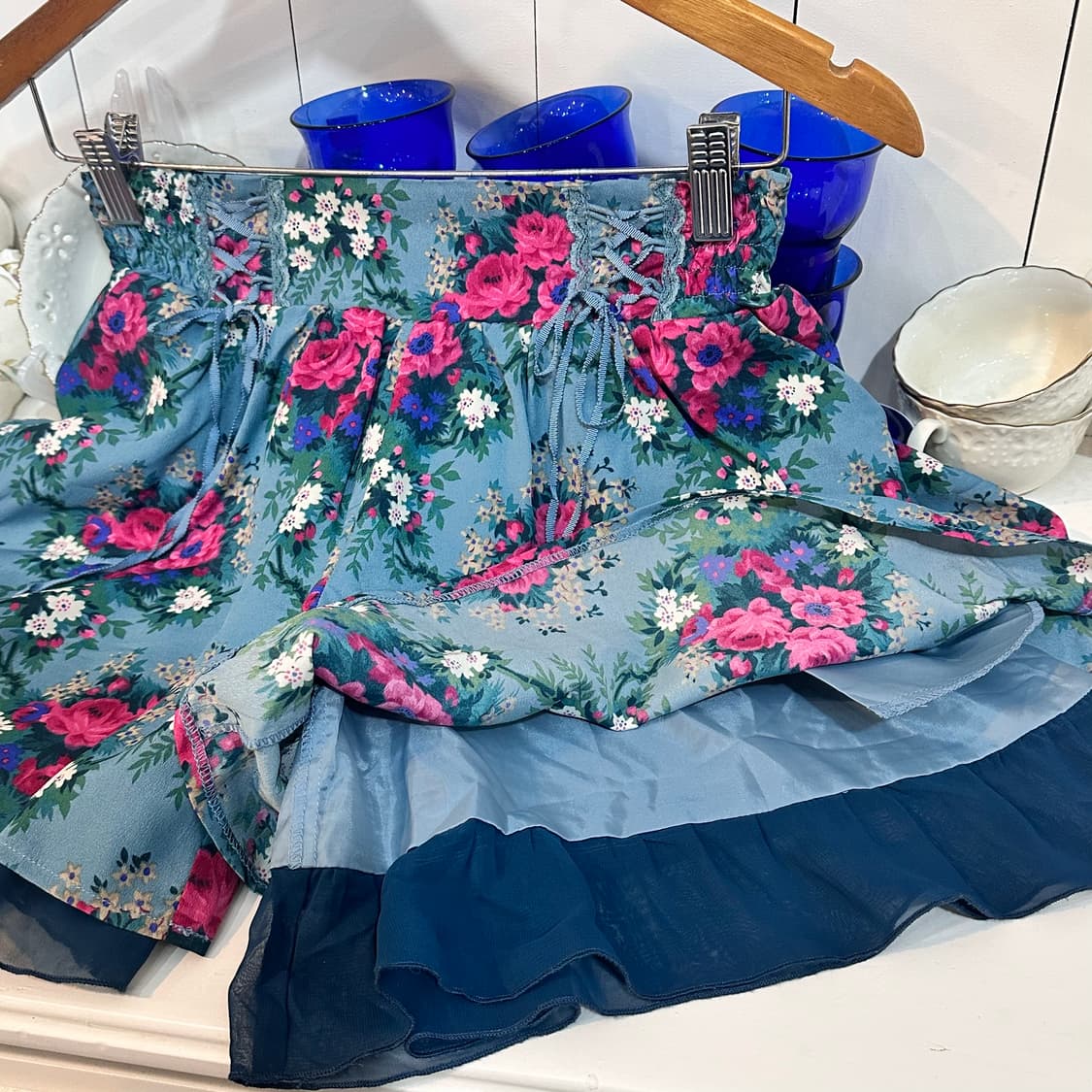 axes femme(엑시즈 팜) 블루 로즈 플라워 큐롯 스커트 상품이미지6