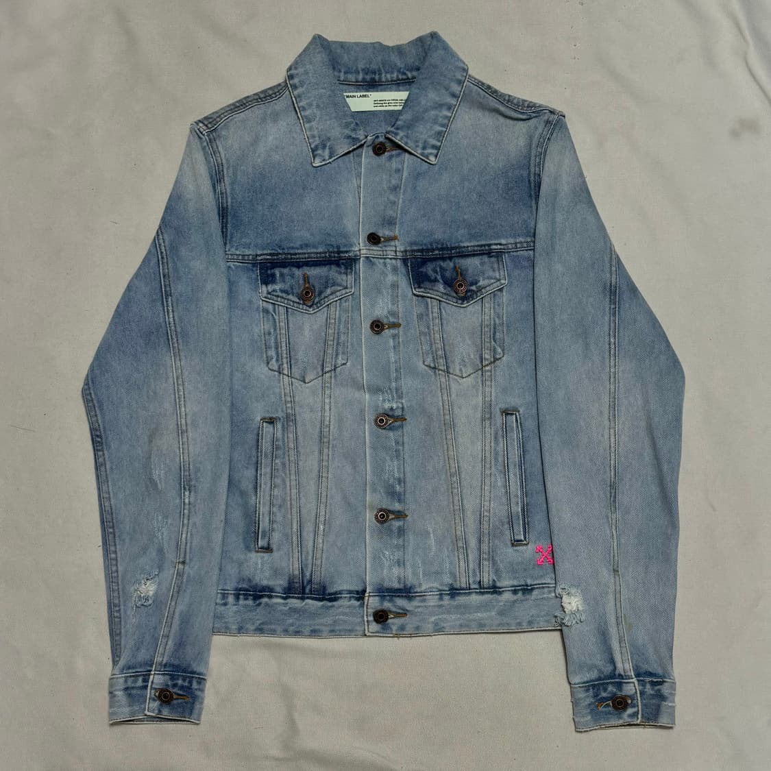 S (새상품) 오프화이트 19FW 푸시아 블리치 데님자켓 상품이미지2