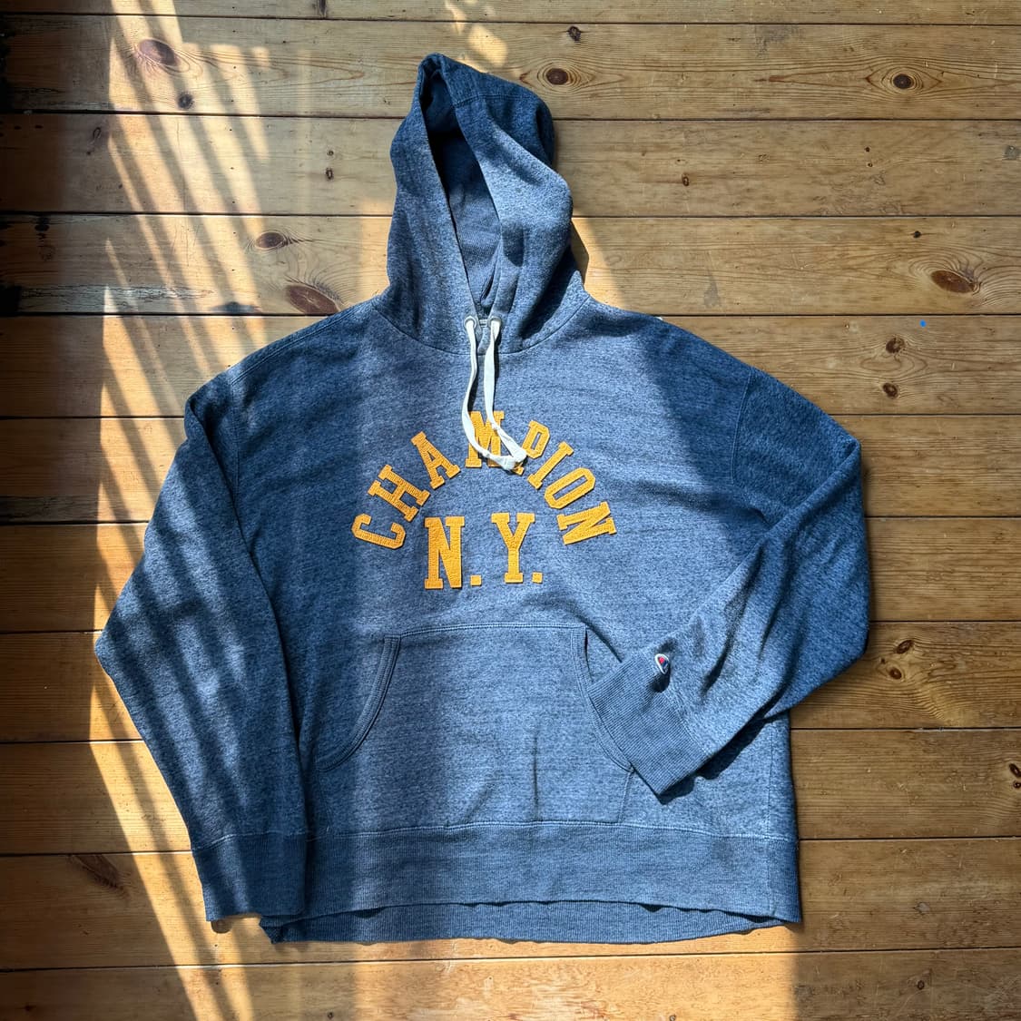 챔피온 아플리케 후드티 (멜란지 네이비) 상품이미지1