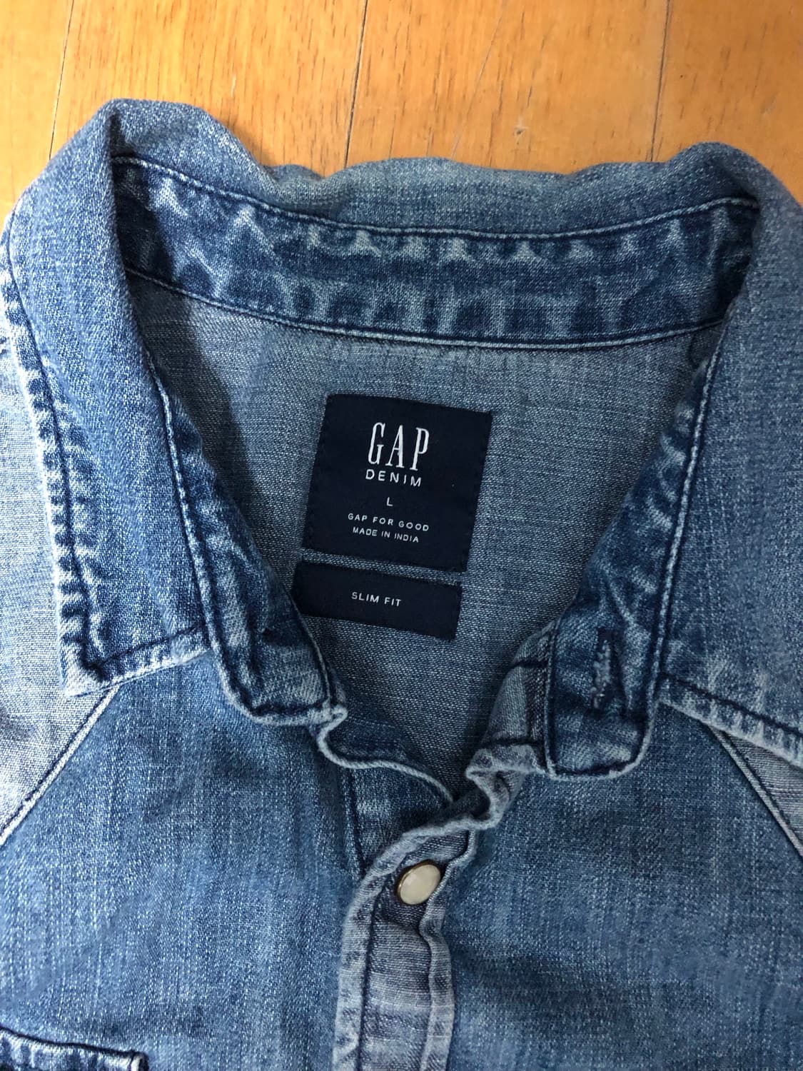 GAP 갭 데님 워싱 셔츠 남방 슬림핏 L 상품이미지3