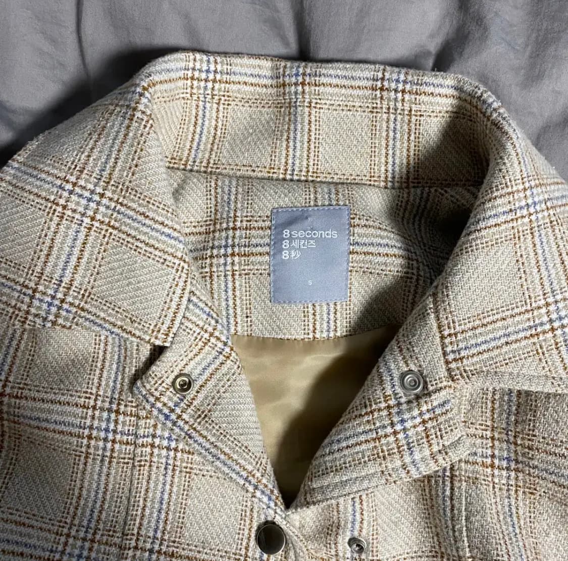 에잇세컨즈 자켓 점퍼 블루종 아이보리 체크 아우터 코트 퍼 집업 상품이미지8