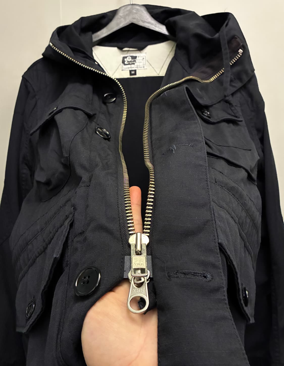 (M/100)엔지니어드 가먼츠 립스탑 6포켓 후디 필드자켓 블랙 해 상품이미지7