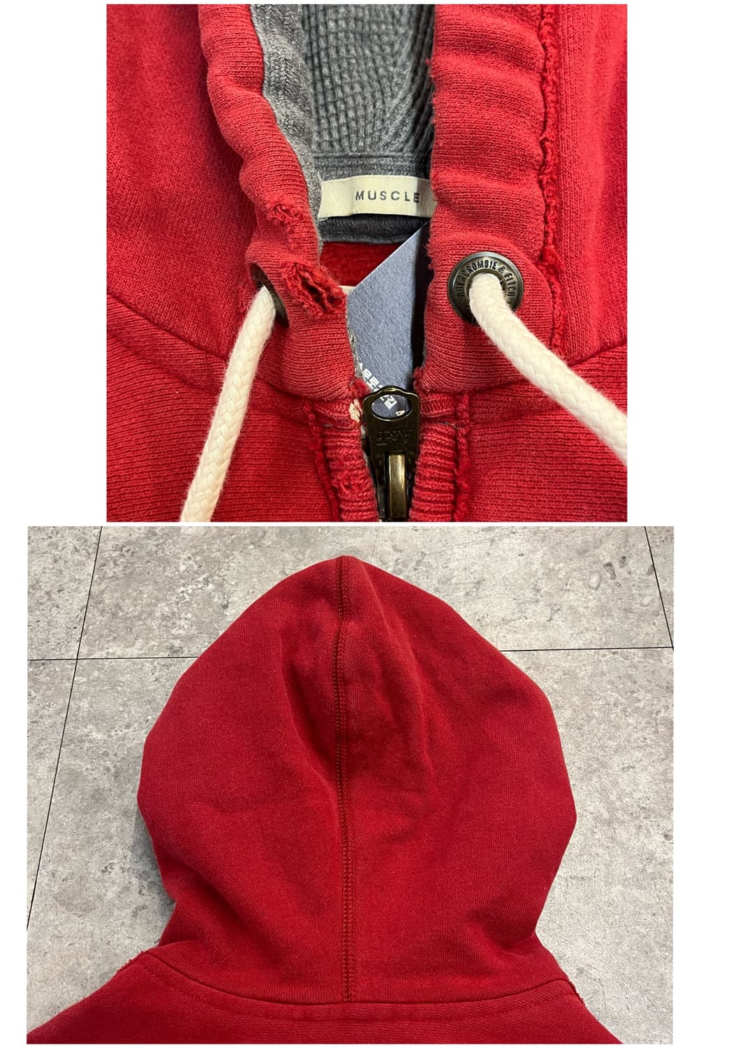 아베크롬비 기모 후드집업 레드 S #csz2771 상품이미지5
