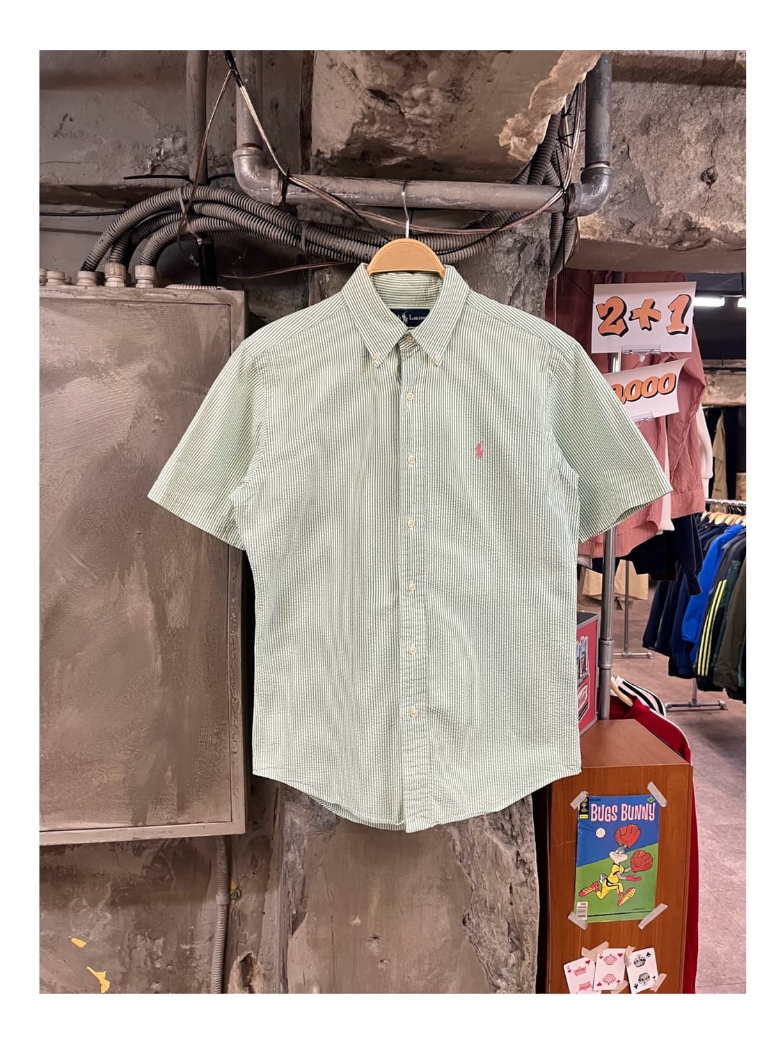 폴로 랄프로렌 스트라이프 반팔 셔츠 그린 M #csz3349  상품이미지1