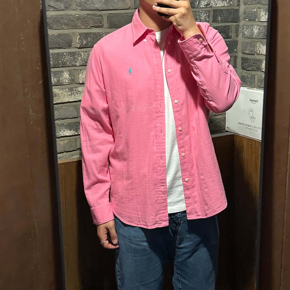 XL) 폴로 랄프로렌 핑크 셔츠 체크안감 상품이미지8