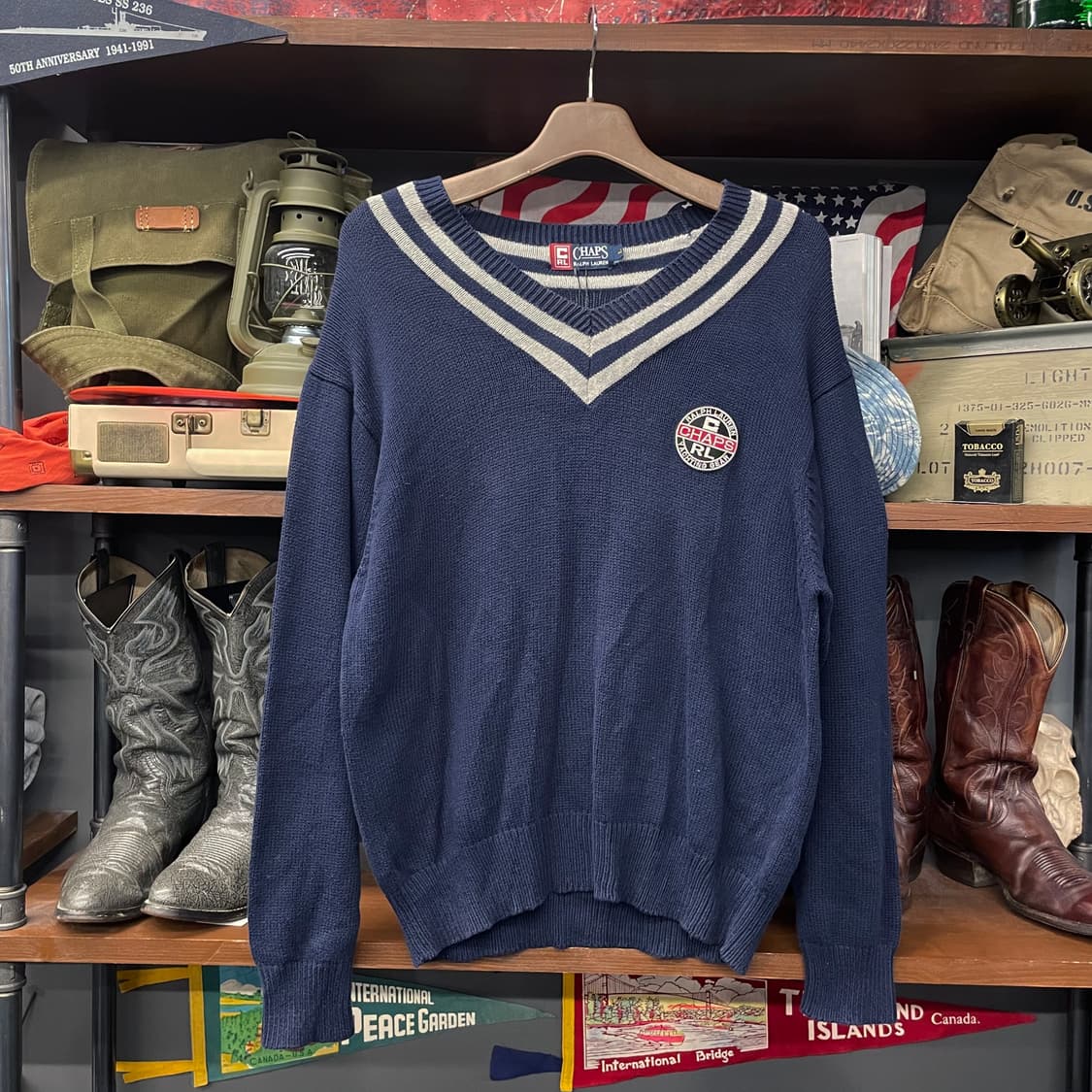 90s 챕스 랄프로렌 브이넥 RL패치 니트 스웨터 N27 상품이미지1