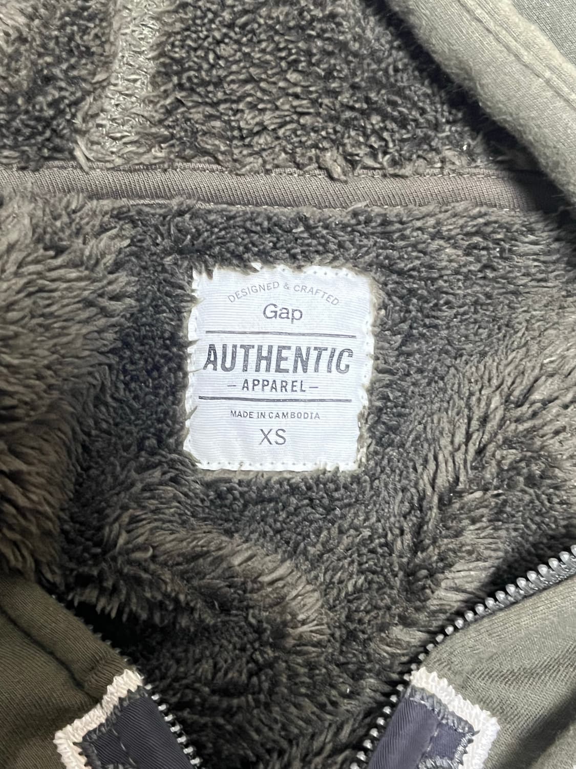 갭 기모 후드집업 XS 카키 상품이미지3