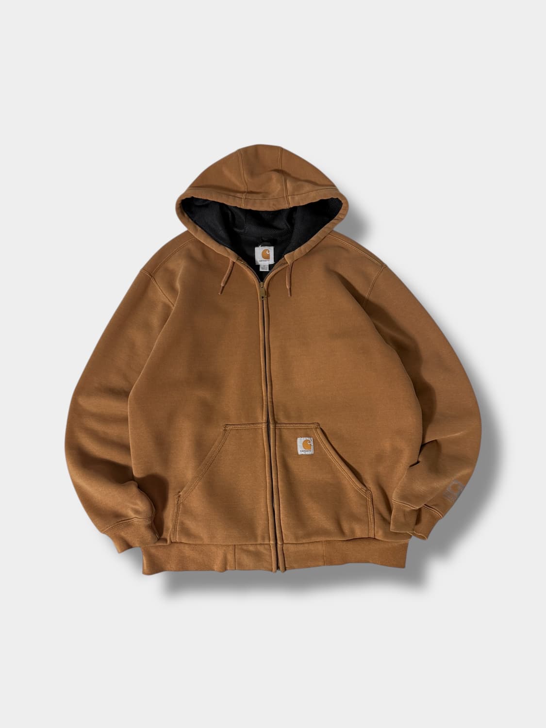 칼하트 오버핏 오리지널 카멜 브라운 써멀 스웻 후드집업 상품이미지1