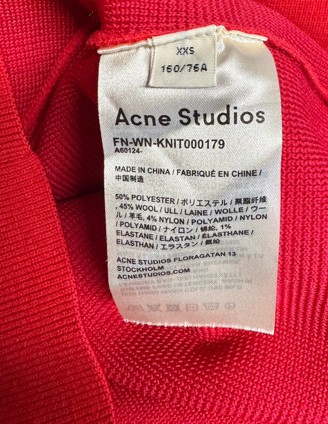 ACNE STUDIOS 아크네 레드 터틀넥 울 니트 풀오버 스웨터 XXS 상품이미지6