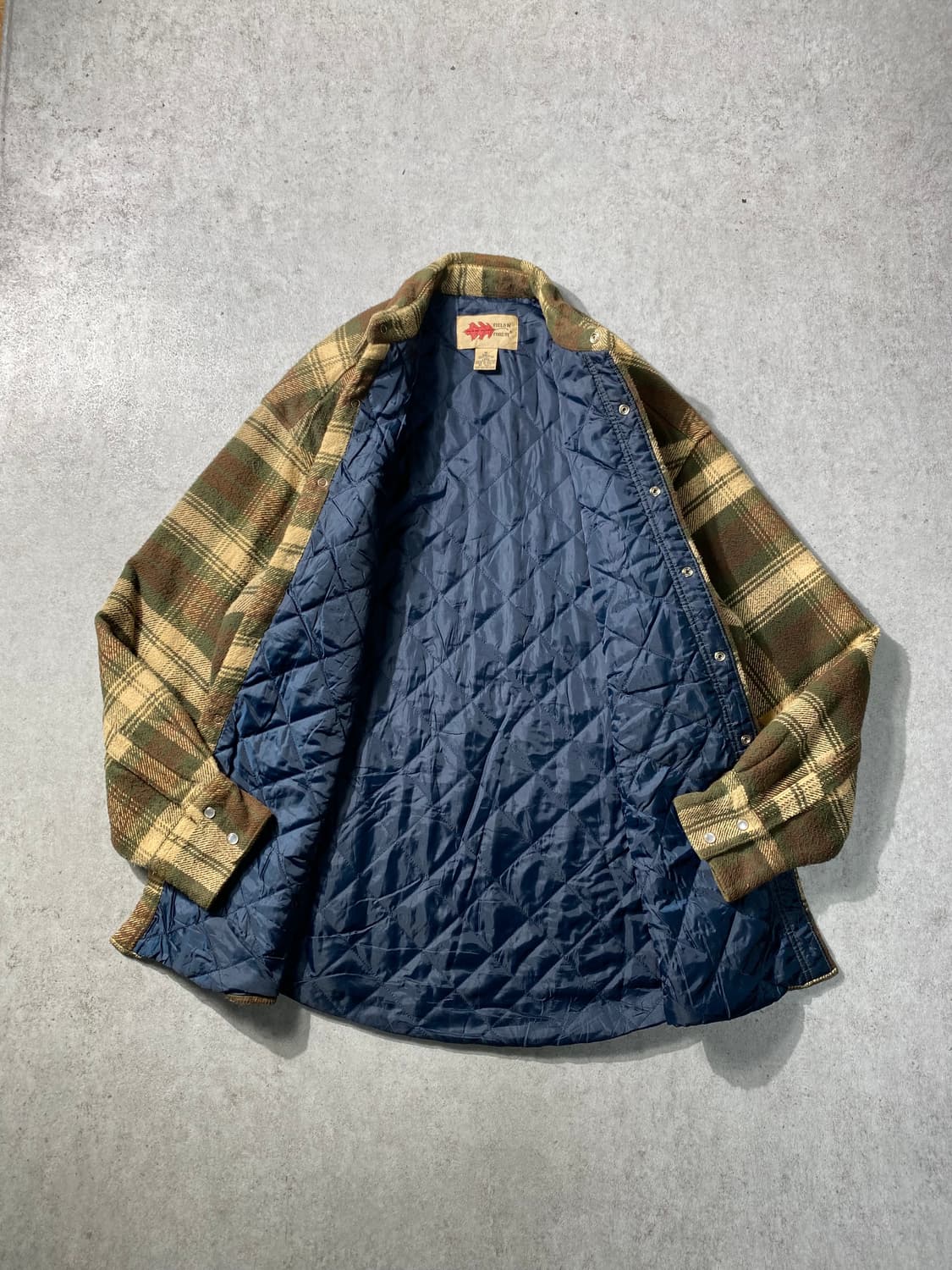[M] 90s 필드앤포레스트 퀼팅라이닝 웨스턴 체크셔츠 자켓 상품이미지4