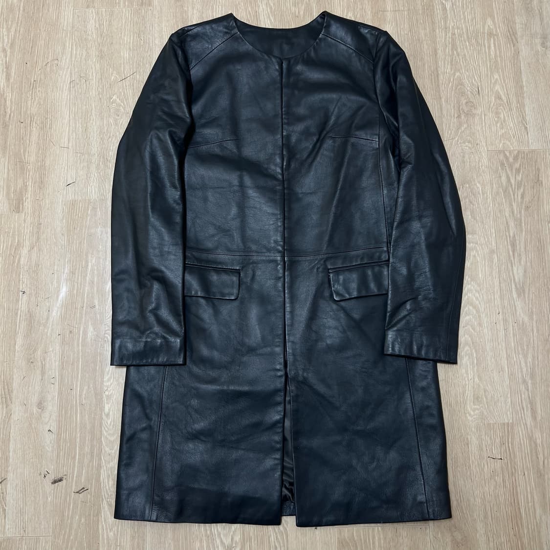 여성 천연 양가죽 미니멀 양가죽 코트 M/95  상품이미지1