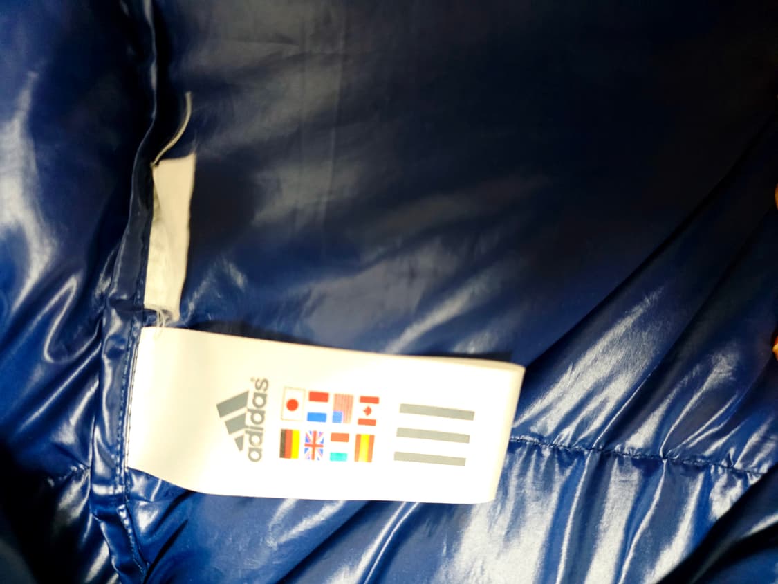 [아디다스] Y2K 유광 네이비 오렌지 배색 발열 구스다운 후드 패딩 9 상품이미지5