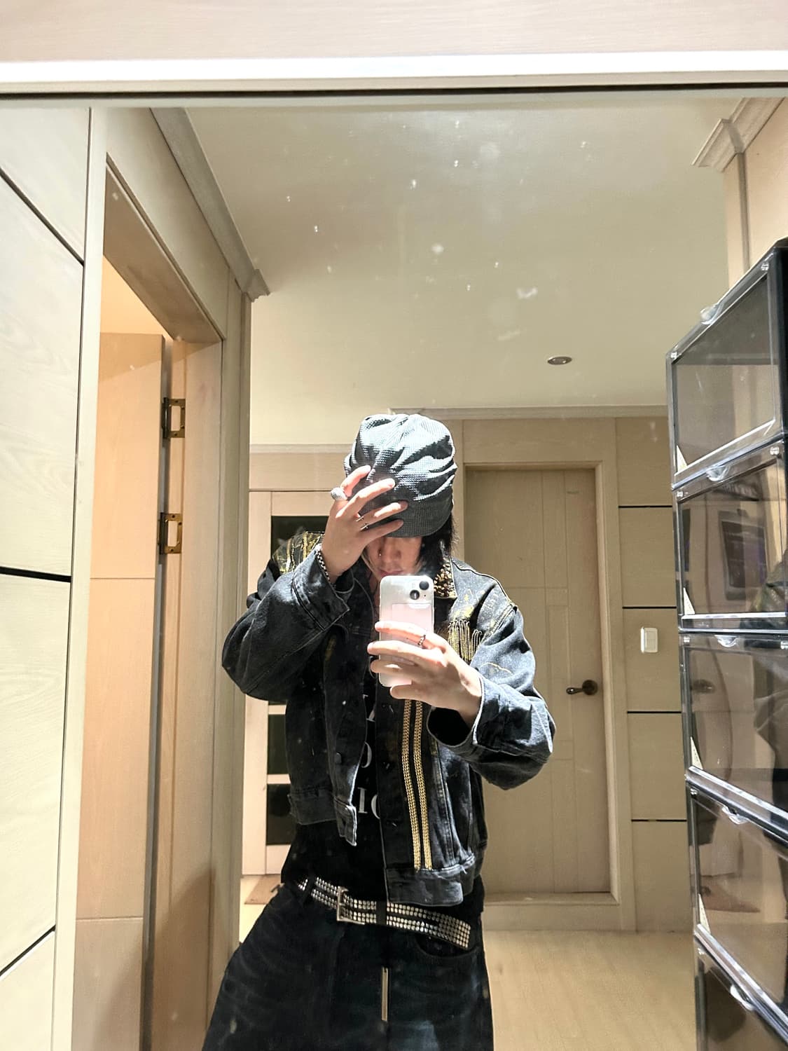 Beaded Eyelet Detail Trucker Denim 상품이미지4