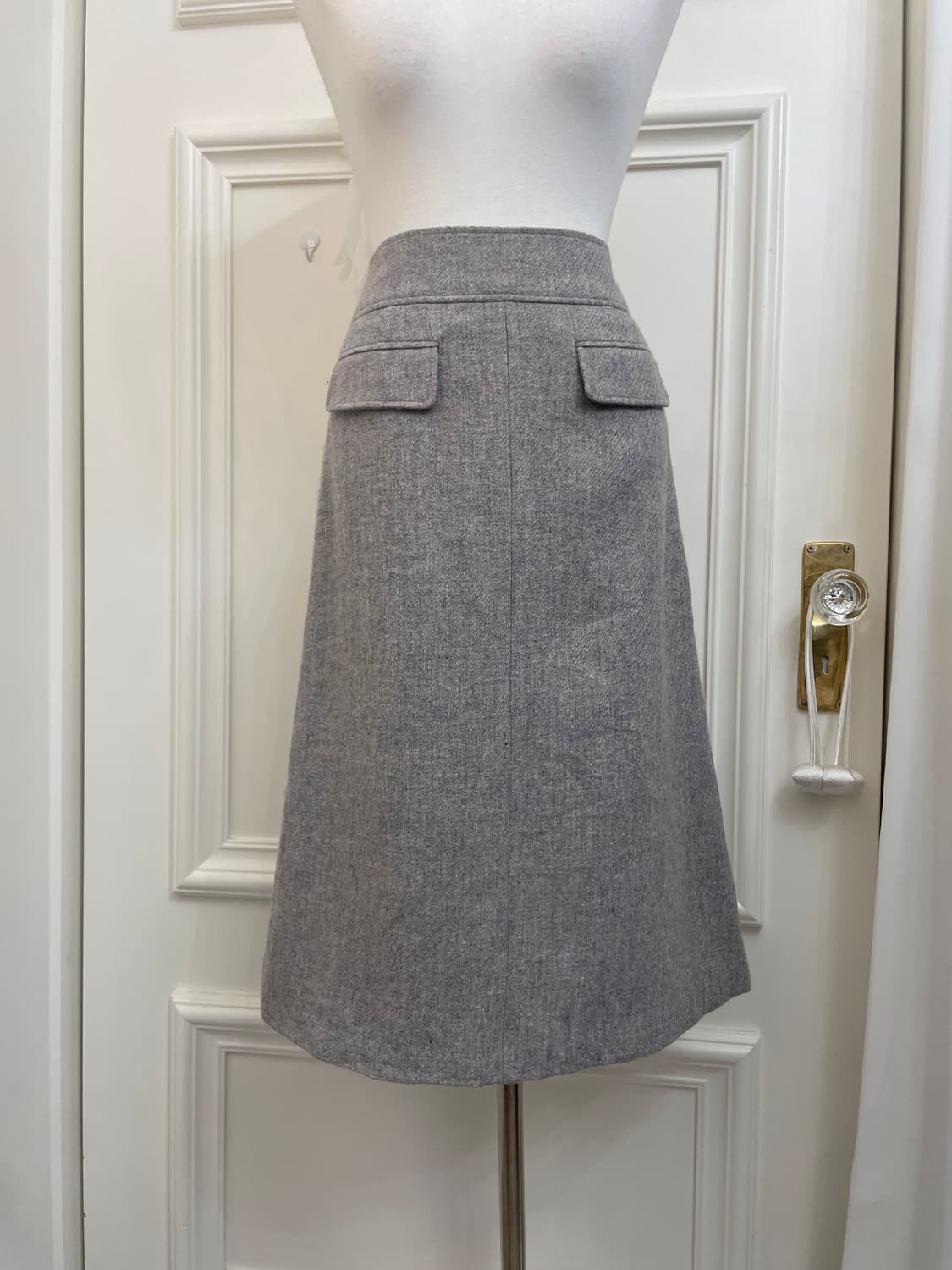 blue gray wool pocket point midi skirt 상품이미지5