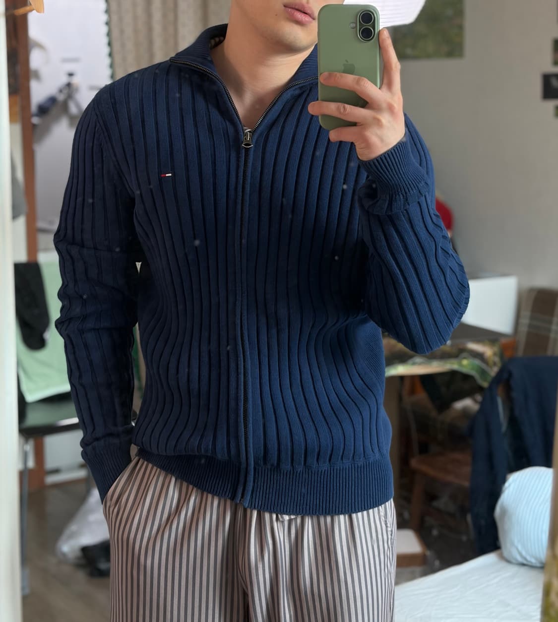 타미힐피거 데님 니트 집업 네이비(L) 상품이미지7