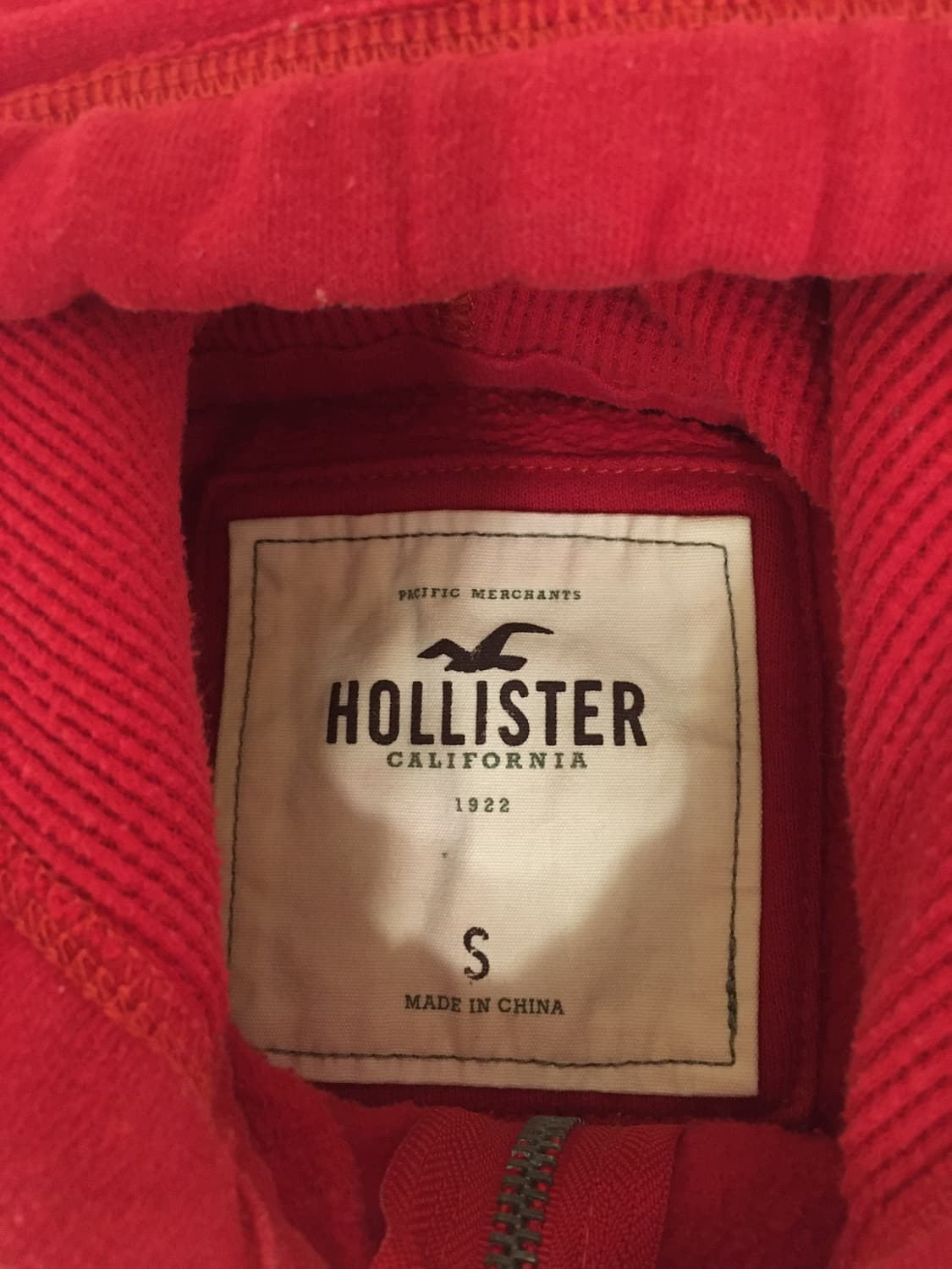(딱붙핏) 홀리스터 레드 후드집업 S 상품이미지3
