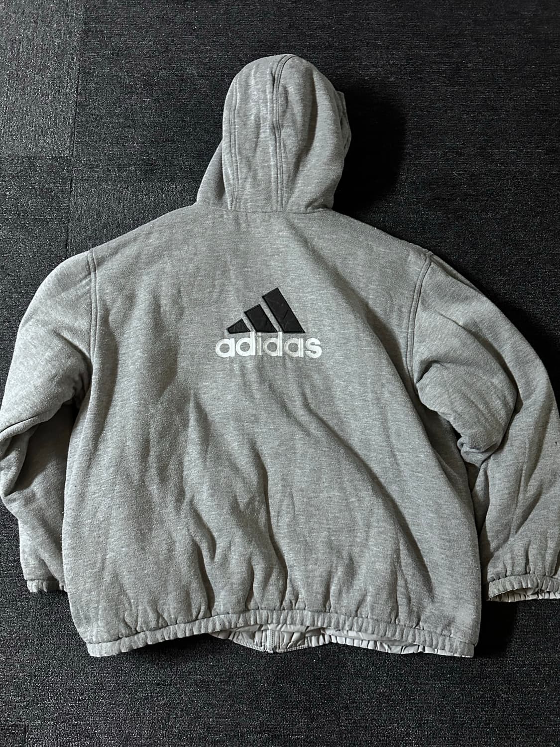 90s 아디다스 리버시블 빅로고 자수 그레이 후드점퍼 상품이미지6