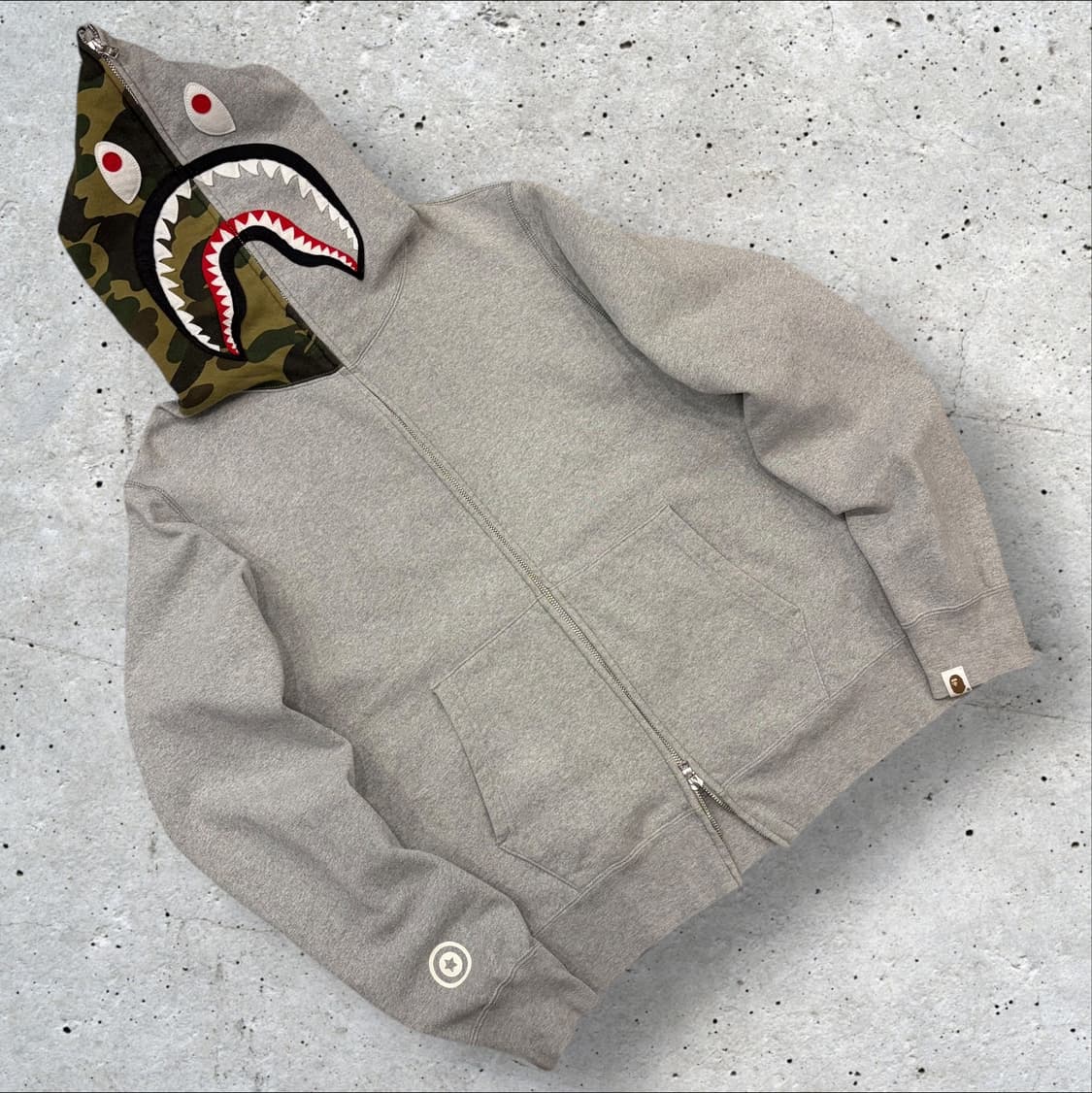 [L] 베이프 1st 샤크 후드 집업 그레이 카모 B580 상품이미지1