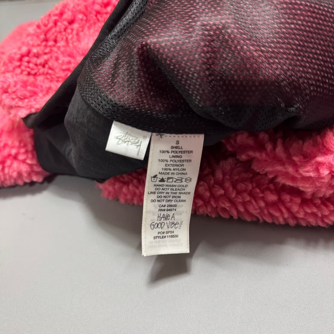 스투시(STUSSY) 핑크컬러 쉐르파 패널드 후드 자켓 상품이미지5