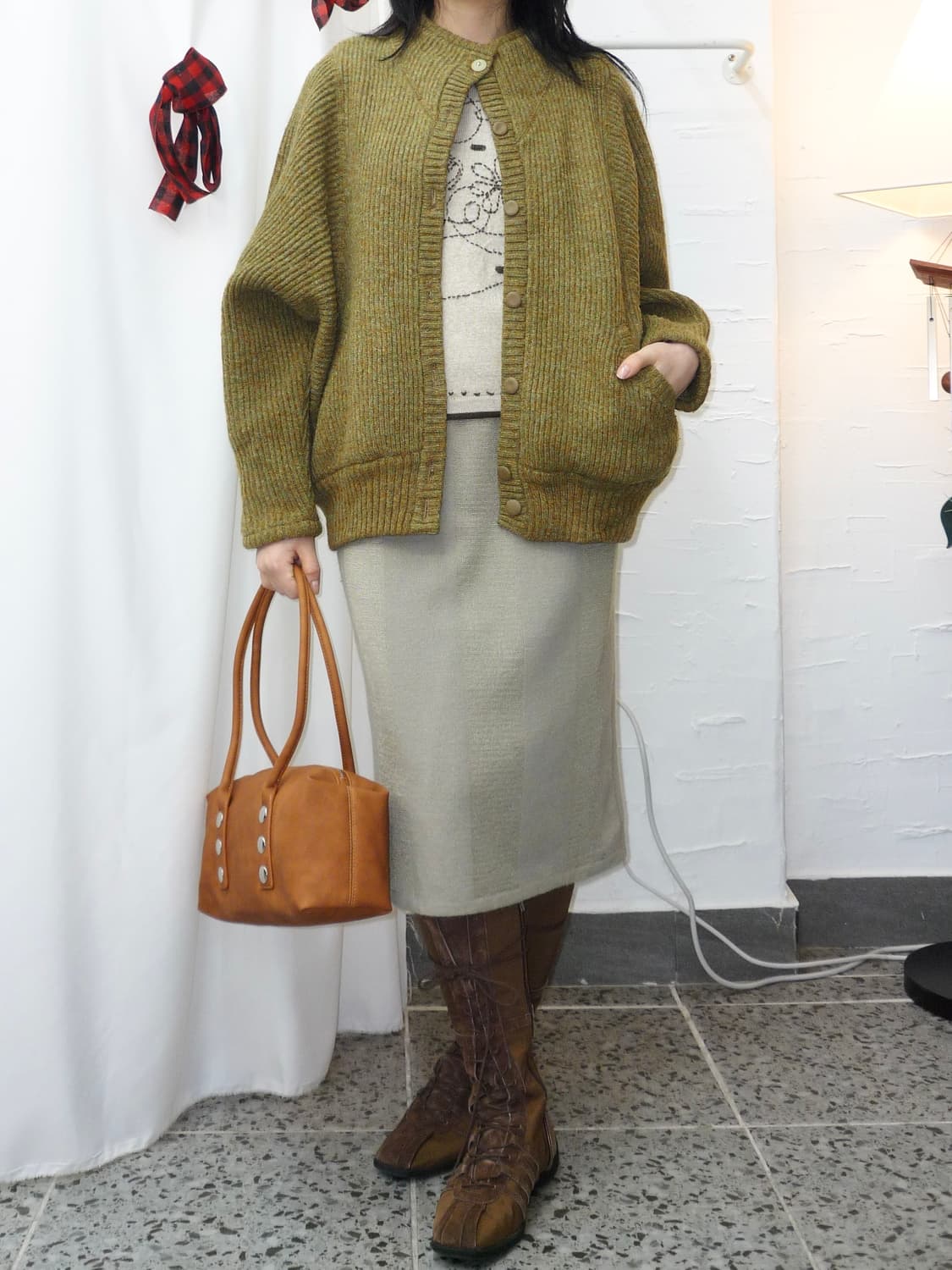 olive cozy knit cardigan 상품이미지2